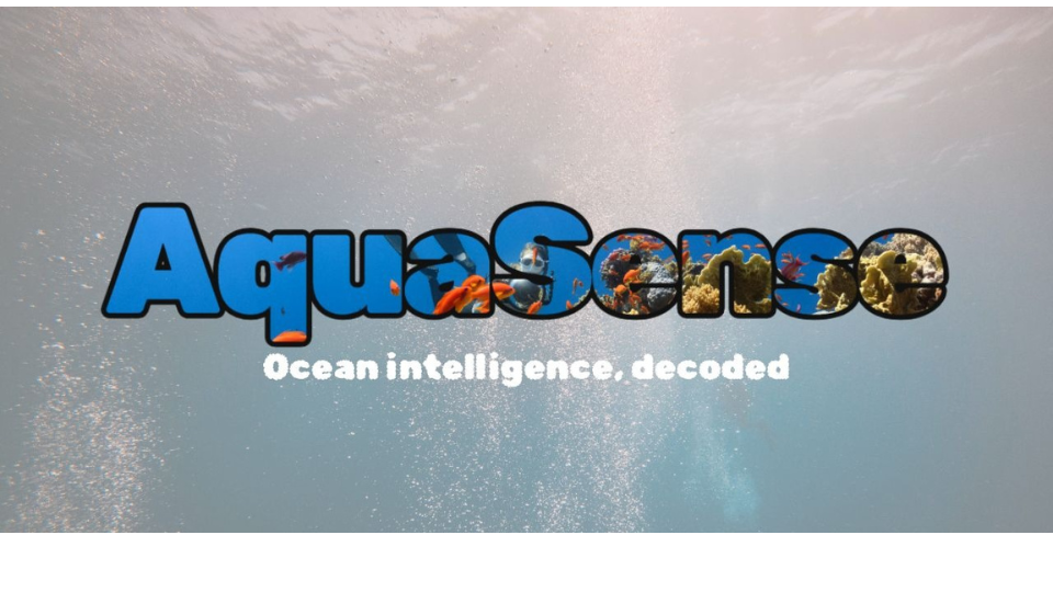 Banner for AquaSense, depicting its name nad slogan.