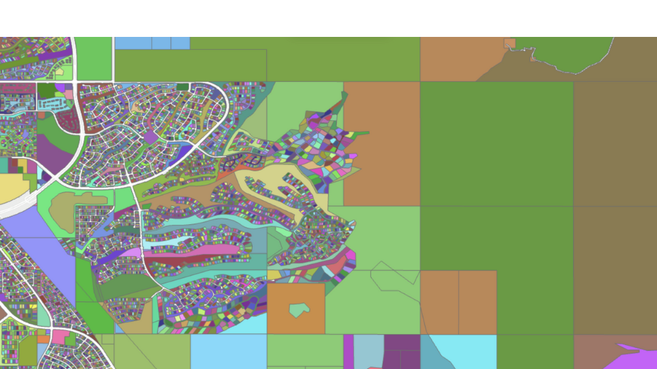 Scottsdale, AZ parcels visualized in unique color.